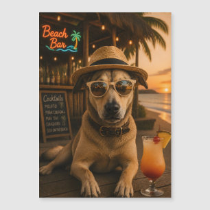 Lustige Strandhund-Wandkunst zum Ausdrucken Magnetkarte