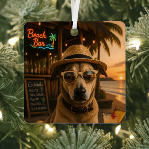 Lustige Strandhund-Wandkunst zum Ausdrucken Ornament Aus Metall