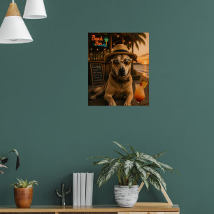 Lustige Strandhund-Wandkunst zum Ausdrucken Poster