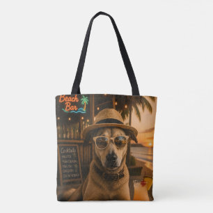 Lustige Strandhund-Wandkunst zum Ausdrucken Tasche