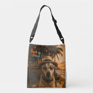 Lustige Strandhund-Wandkunst zum Ausdrucken Tragetaschen Mit Langen Trägern