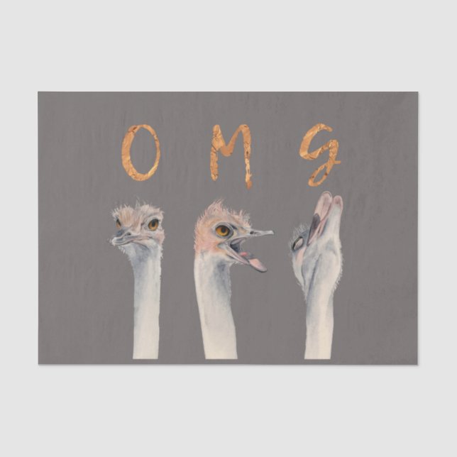Lustige Strauß-Vogel-Aquarell-Illustration | OMG Seidenpapier (Vorderseite)