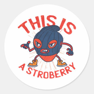 Lustige Stroberry-Masken-Fruchtkunst Runder Aufkleber