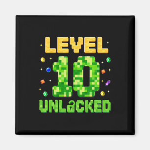 Lustige Stufe 10 freigeschaltet 10. Geburtstag Gam Magnet