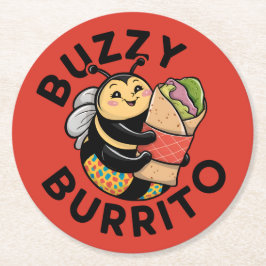 Lustige summende Burrito-Biene Runder Pappuntersetzer