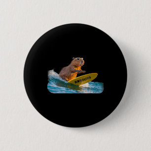Lustige Surfcapyra realistische Sonnenuntergangswe Button