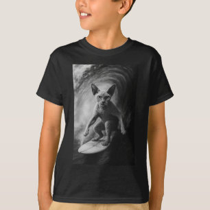 Lustige surfen Devon Rex Katze Selfie Strand Tier  T-Shirt