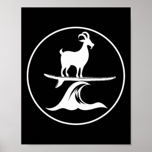 Lustige surfende Ziege Coole Kinder Bauernhof Tier Poster