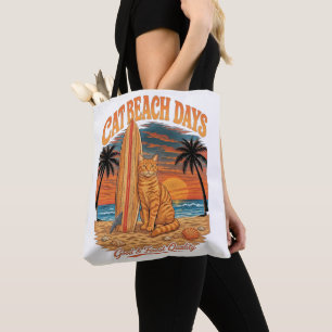 Lustige Surfkatze Strandtage Geschenk für Katzenli Tasche