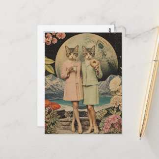 Lustige surrealistische Collage eines Frühstücks z Postkarte