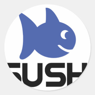 lustige Sushifischikone Runder Aufkleber