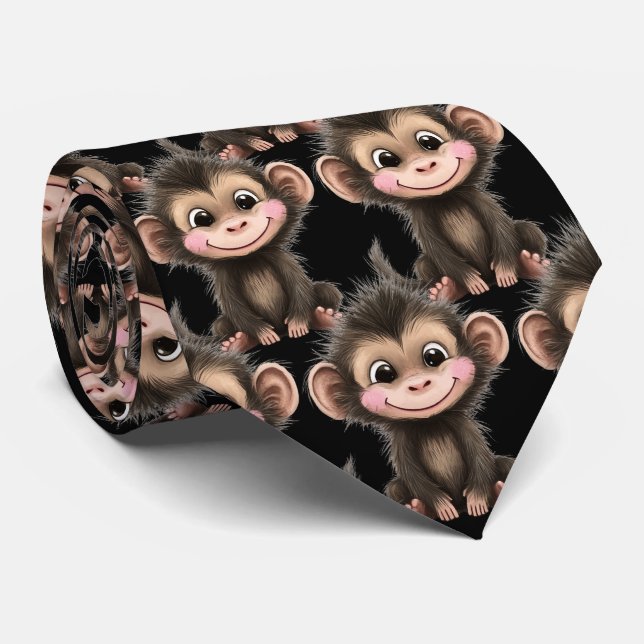 Lustige Süße Affe Kawaii Krawatte (Gerollt)