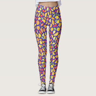 Lustige Süße Bunte Fruchtscheiben Lila Wasserfarbe Leggings