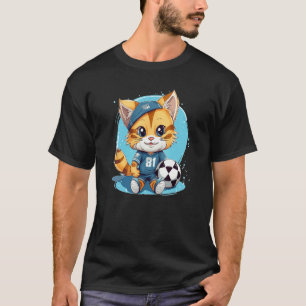 Lustige süße Fußballkatze mit Trikot für Sportfans T-Shirt
