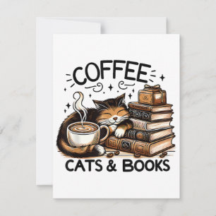 Lustige süße Kaffee Katzen Bücher Liebhaber Gesche Mitteilungskarte