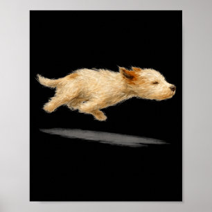 Lustige süße laufende Hund Kunst Hund Malstil Poster