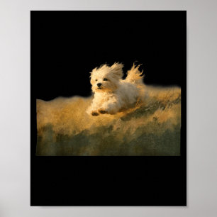 Lustige süße laufende Hund Kunst Malteser läuft in Poster