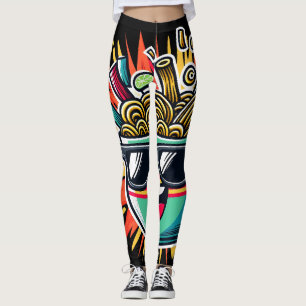 Lustige süße Nudel-Cartoon-Ramen-Schüssel Leggings
