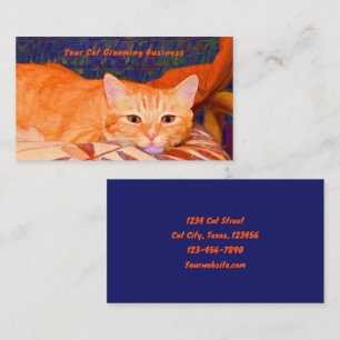 Lustige süße orangefarbene Haustierkatze Pflege Visitenkarte