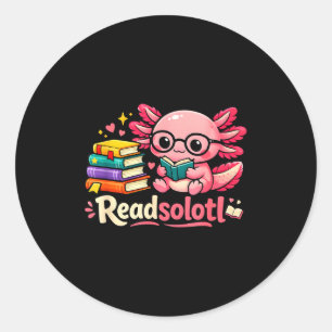 Lustige süße readsolotl Bücher Axolotl Liebhaber B Runder Aufkleber