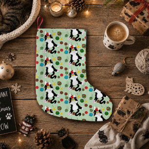 Lustige süße schwarze weiße Smokingkatze Feiertag Kleiner Weihnachtsstrumpf