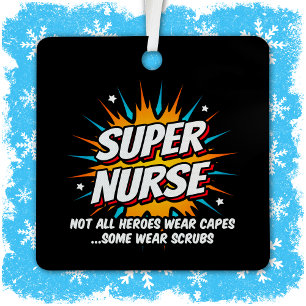 Lustige süße Superhelden-Superkrankenschwester-Wür Ornament Aus Metall