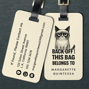 Lustige Süße Wütende Katze Fette Typografie Humor  Gepäckanhänger