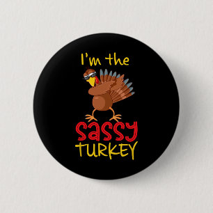 Lustige Sy Truthahn passende Familientruppe Thanks Button