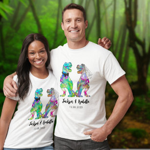Lustige T-Rex Braut & Bräutigam Dinosaurier Hochze T-Shirt