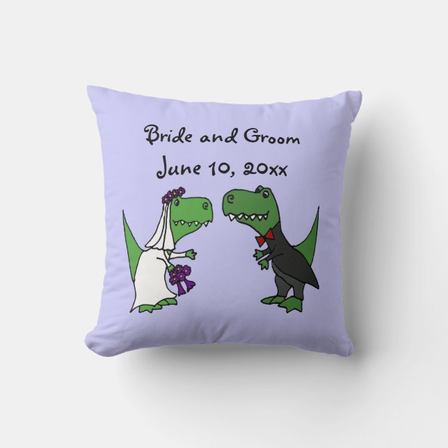 Lustige T-rex Dinosaurier Braut und Kissen (Vorderseite)