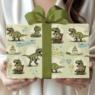Lustige T-Rex-Dinosaurier-Jurassic-Jungen-Geburtst Geschenkpapier