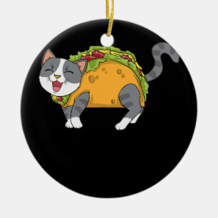 Lustige Taco-Katze Mexikanisches Essen Männer Frau Keramik Ornament