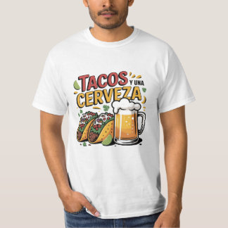 Lustige Tacos Y Una Cerveza Mexikanisches Essen Bi T-Shirt