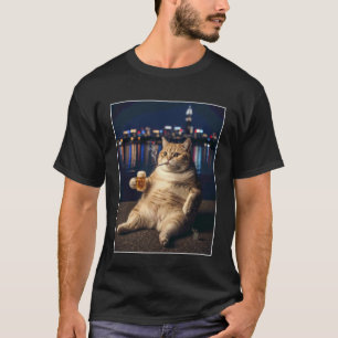 Lustige Tafel Katzen Meme Cool Trinkende Rauchende T-Shirt