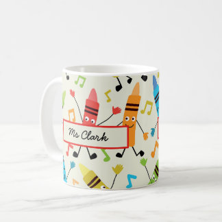 Lustige tanzende Buntstifte mit Noten Lehrer Kaffeetasse