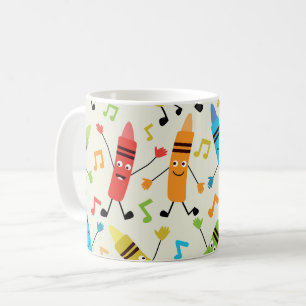 Lustige tanzende Buntstifte mit Noten Lehrer  Kaffeetasse