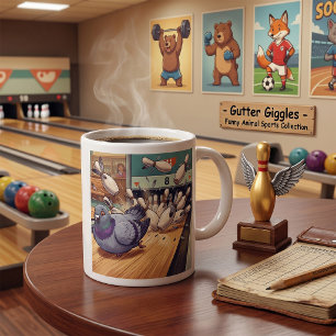 Lustige Tauben-Bowling-Strike-Cartoon-Kunst Kaffeetasse