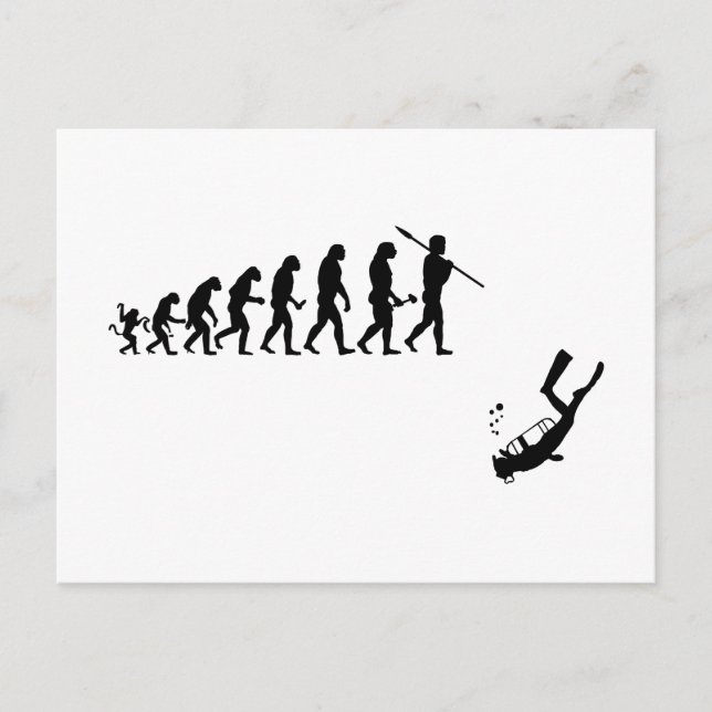 Lustige Tauchen Evoluton Postkarte (Vorderseite)