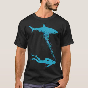 Lustige Taucher Hai Ozean Tauchen Kunst T-Shirt