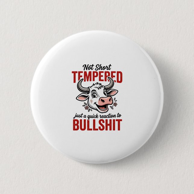 Lustige Temperamentierte Kuh Vintage Button (Vorderseite)