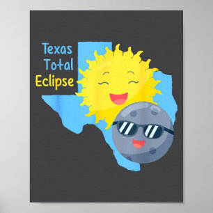 Lustige Texas-Flagge Sonnenfinsternis Total Poster