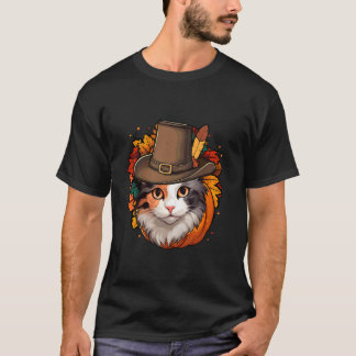 Lustige Thanksgiving Calico-Katze T-Shirt