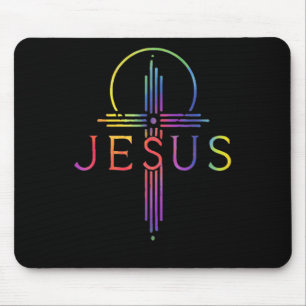 Lustige Tie Dye Jesus Christus Kreuz Christliches  Mousepad