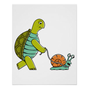 Lustige Tiere Schildkröte Und Schnecke Poster