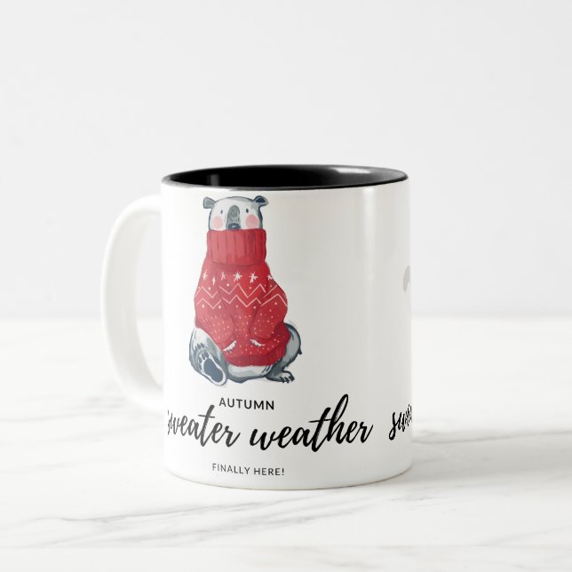 lustige Tierfall-Pullover-Abbildung Zweifarbige Tasse (Vorderseite Links)