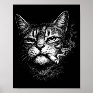 Lustige Tiergesicht-Meme: Katze raucht Zigarette Poster