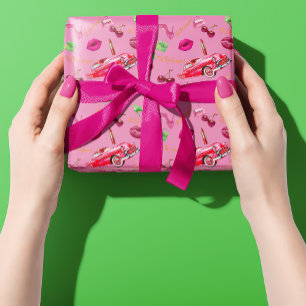 Lustige 'Tis the Season'-Glam-Pink- und Grün-Weihn Geschenkpapier
