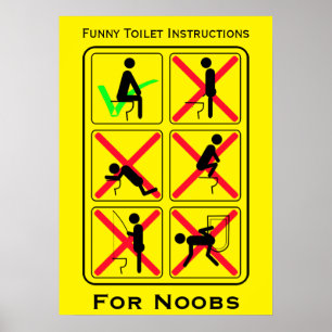 Lustige Toiletten-Anweisungen Poster