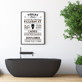 Lustige Toilettenregeln Badezimmer WC Humor Poster