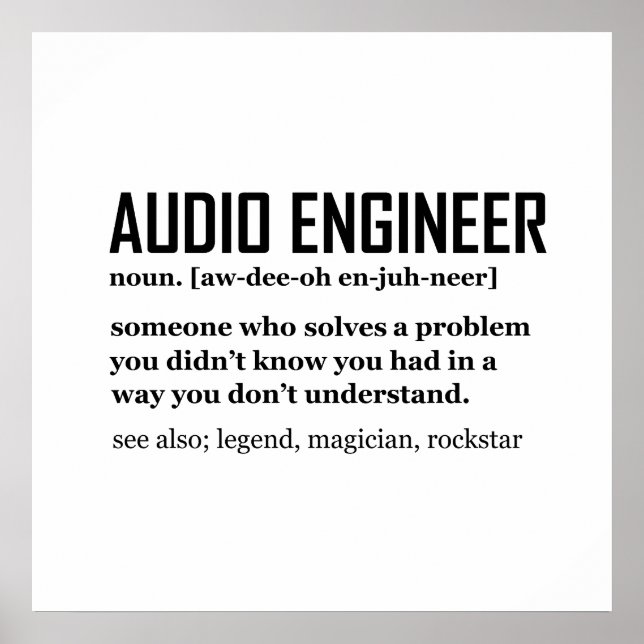 Lustige Tontechniker Audio-Engineering-Definition Poster (Vorne)